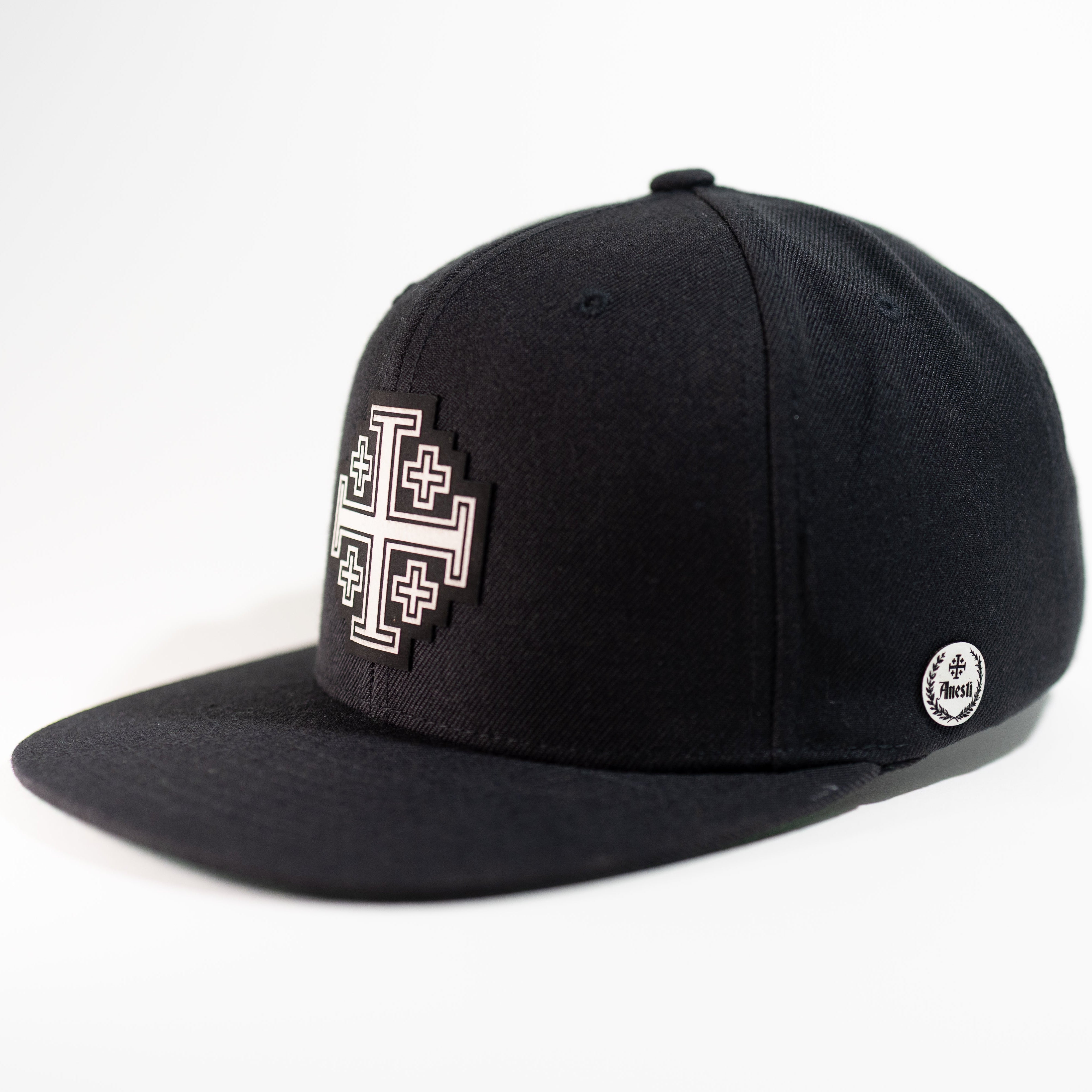 Jerusalem Cross — White (Black Flat Bill)