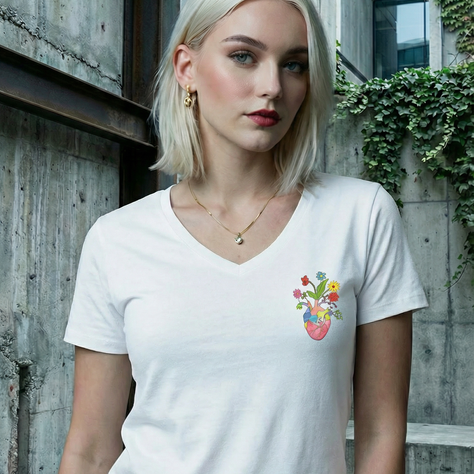 “Beautiful Heart” Limited Edition Women’s V-Neck — Front Heart Variant