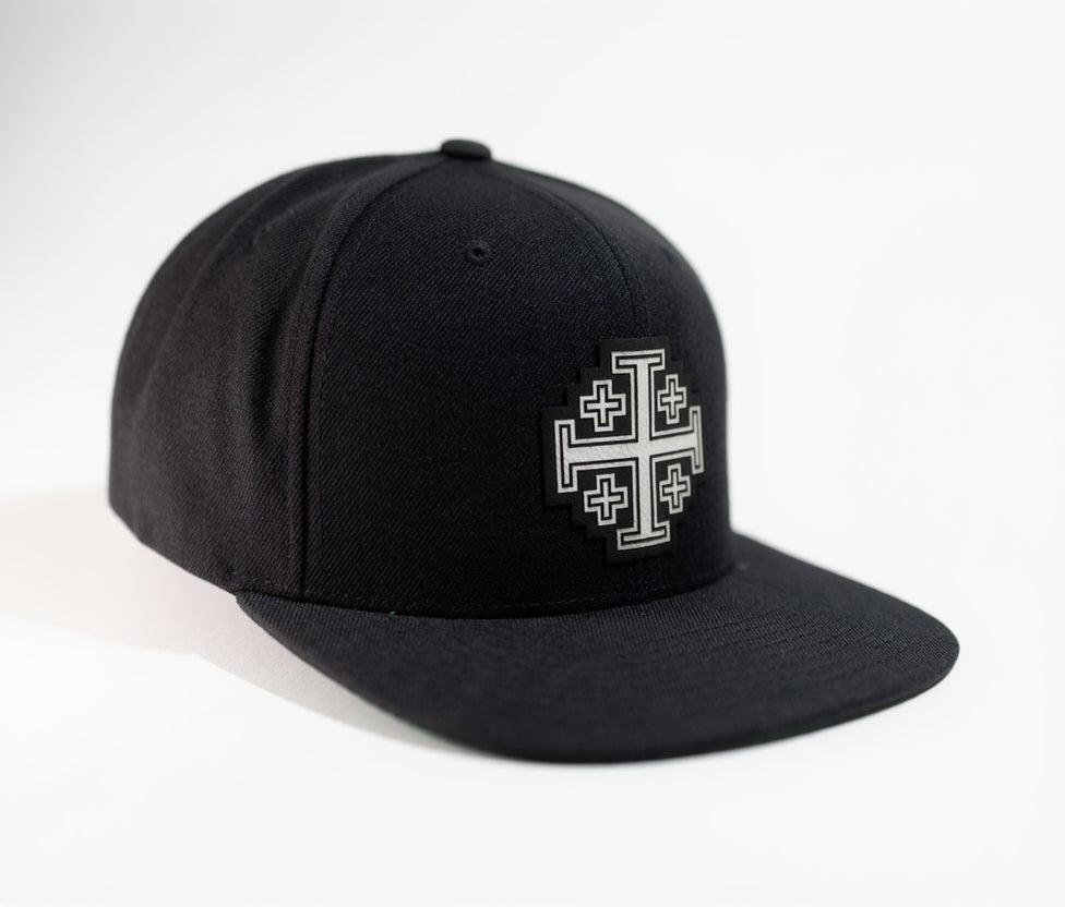 Jerusalem Cross — White (Black Flat Bill)
