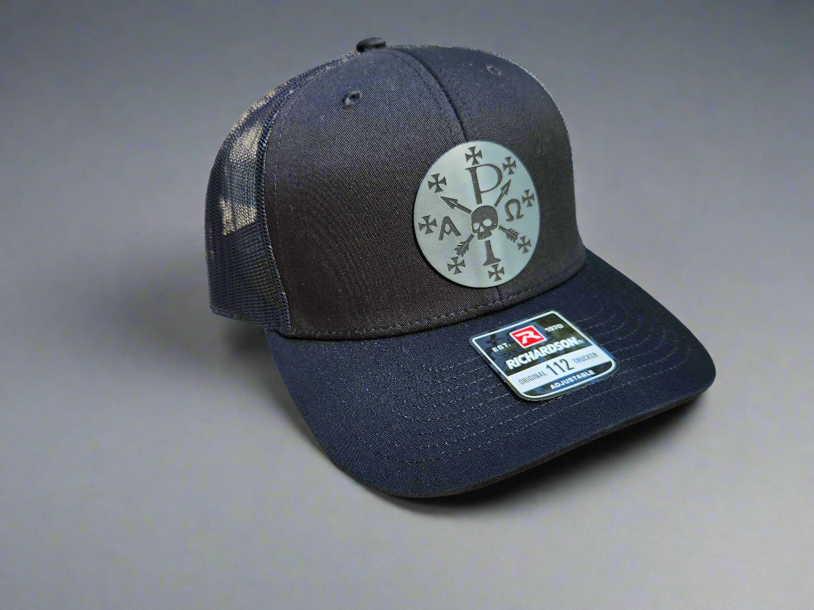 Kingdom Defense – Chi Rho Leather Patch Trucker Cap